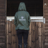 EQUIDRY Women's Shortie Mesh Lining Mac #colour_black-forest-green