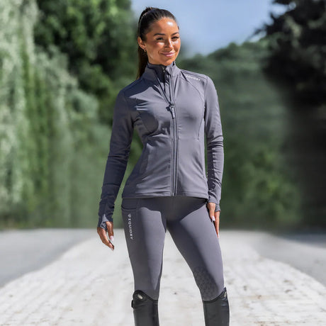 EQUIDRY Women's Water Repellent Zip up Top #colour_grey-white