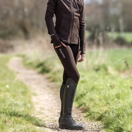 EQUIDRY Children's Water Repellent Leggings #colour_brown-white