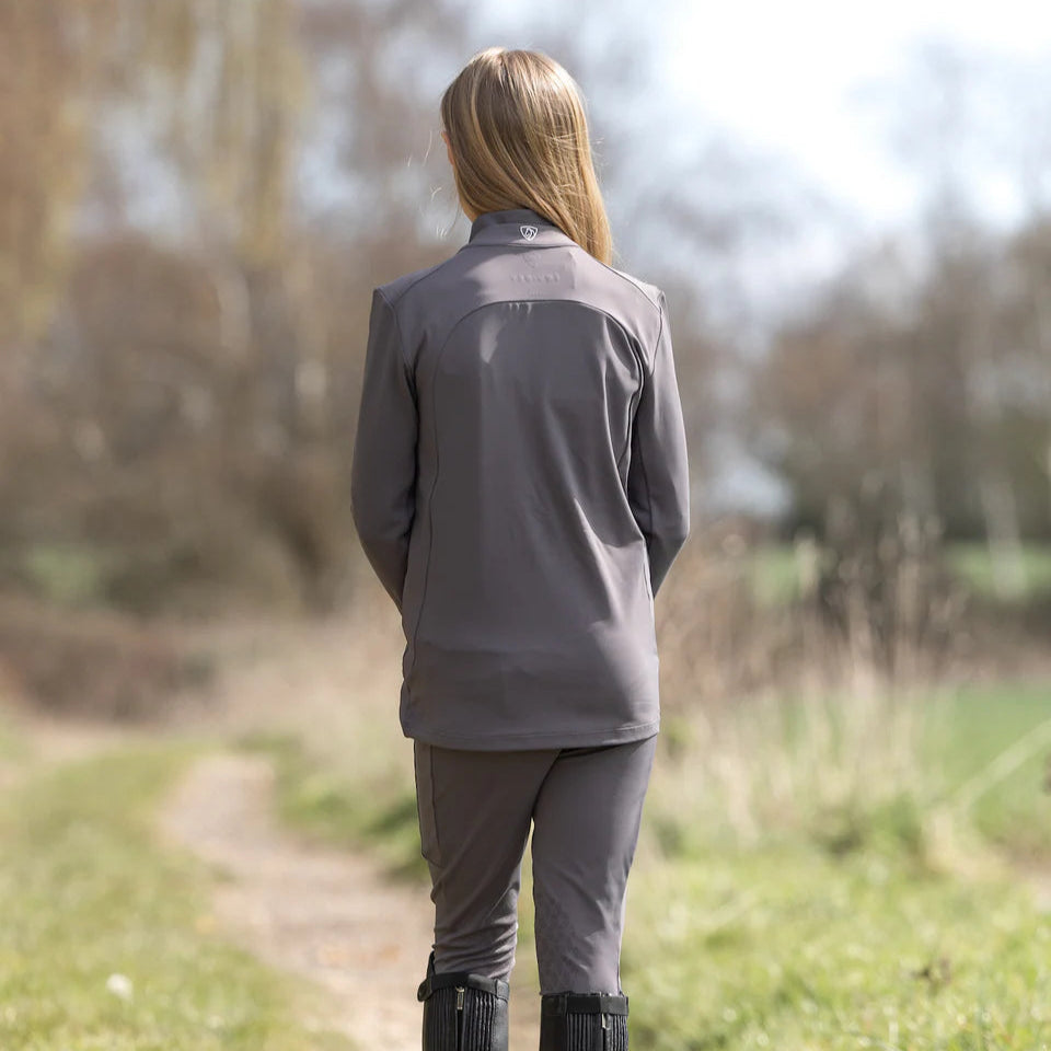 EQUIDRY Children's Water Repellent Zip up Top #colour_grey-white