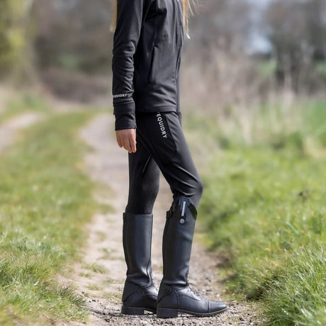 EQUIDRY Children's Water Repellent Leggings #colour_black-white