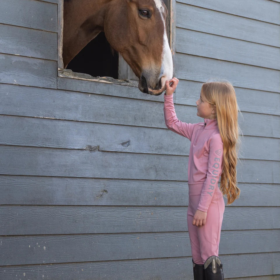 EQUIDRY Children's Water Repellent Base Layer #colour_pale-pink-grey
