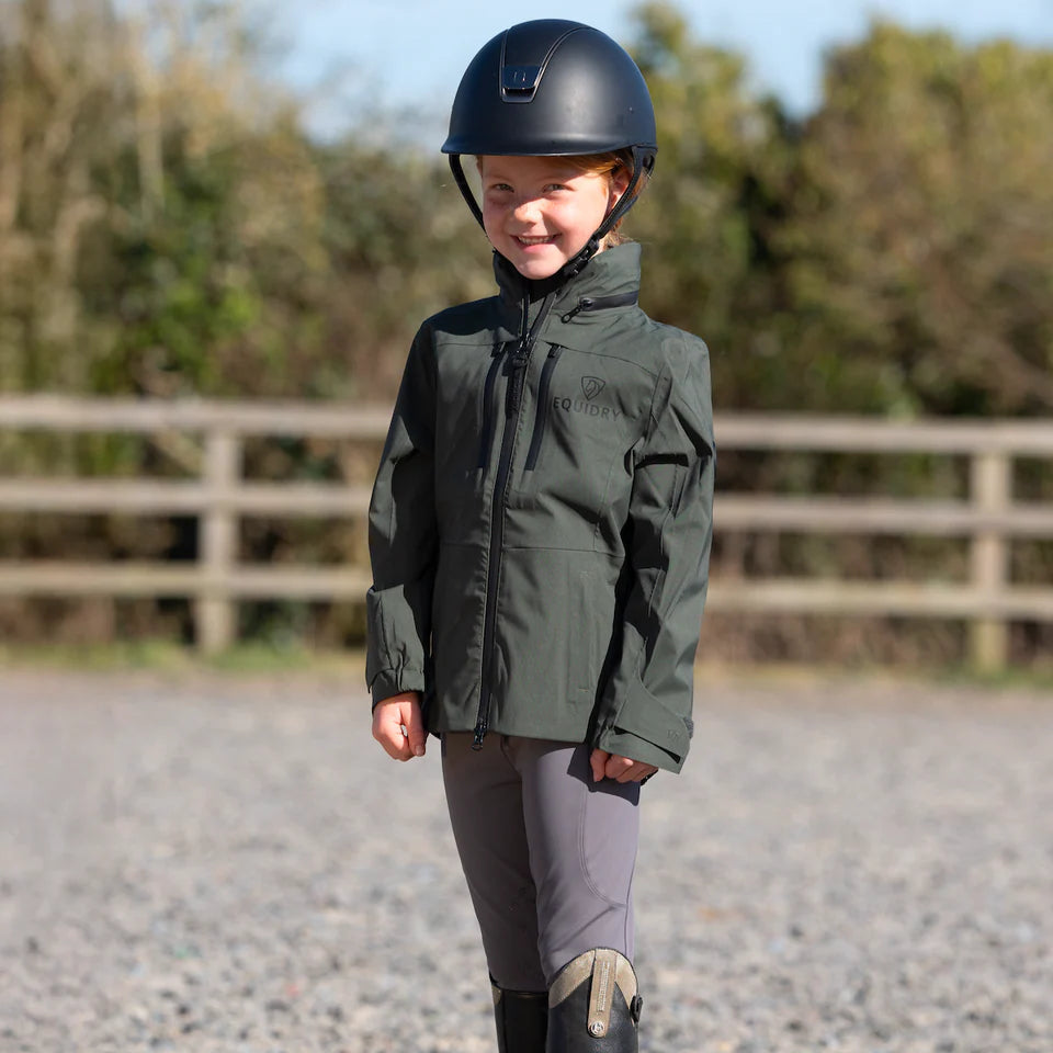 EQUIDRY Girl's Varsha Jacket  #colour_black-forest-green