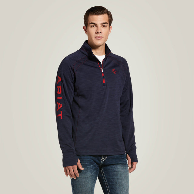 Ariat Men's Tek Team 12 Zip Sweatshirt - Navy Heather #colour_blue