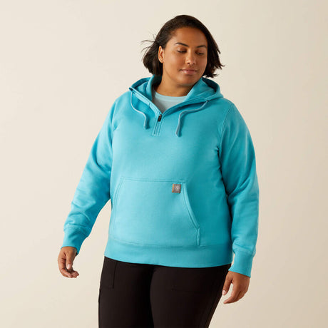 Ariat Women's Rebar Skill Set 1/2 Zip Hoodie #colour_maui-blue