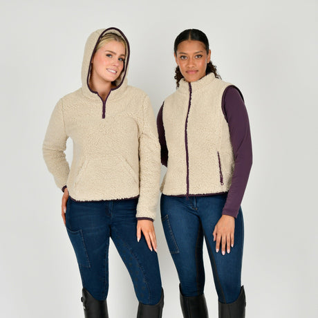 Dublin Ladies Talia Teddy Pullover #colour_natural-fur-plum-perfect-trim