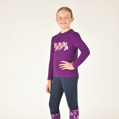 Dublin Kids Poppy Puff Sleeve Tee #colour_imperia-purple-winged-ponies