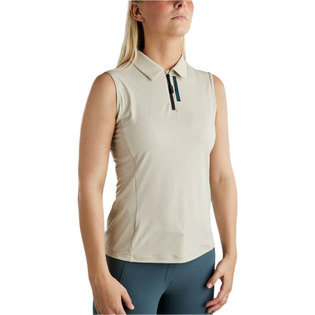 Montar MoStella Sleeveless Training Shirt with Mesh & Contrast Stated Logo Print #colour_light-silver-grey