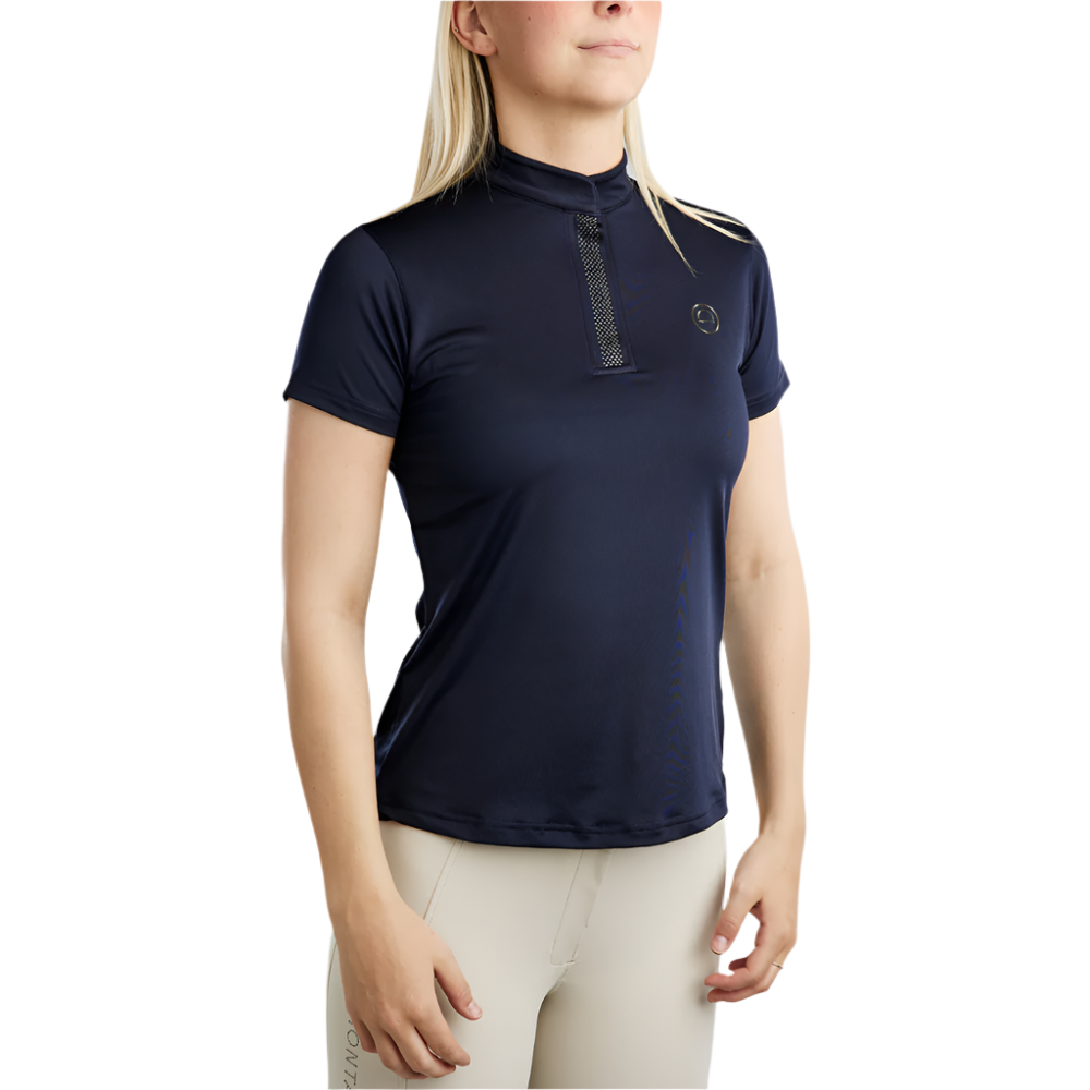 Montar MoBriella Short Sleeved Training Shirt with Gun Metal Crystals #colour_navy