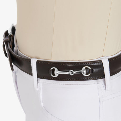 Equestro Leather Belt With Snaffle Bits #colour_brown-silver