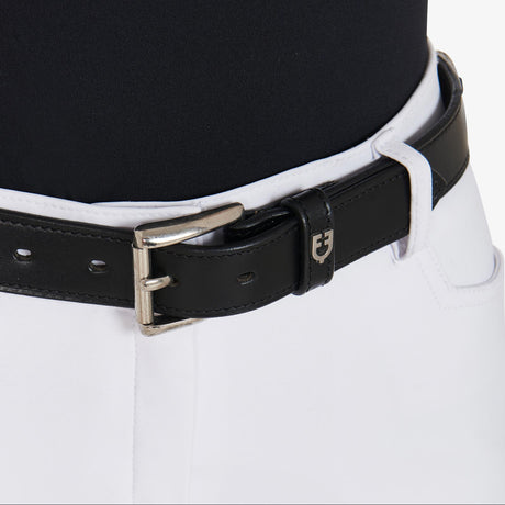 Equestro Leather Belt With Snaffle Bits And Rhinestones #colour_black-silver