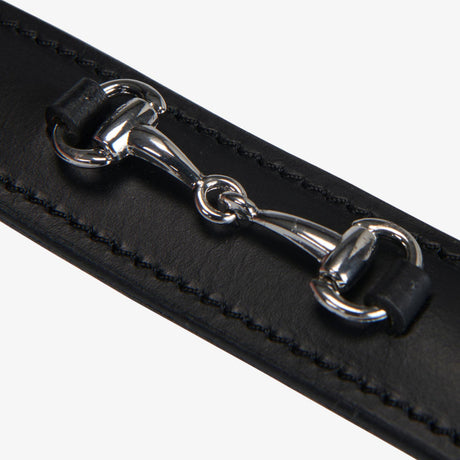 Equestro Leather Belt With Snaffle Bits #colour_black-silver