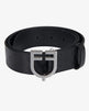 Equestro Leather Logo Belt With Logoed Buckle #colour_black-silver