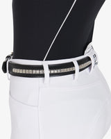 Equestro Leather Belt With Silver Clincher #colour_black-silver