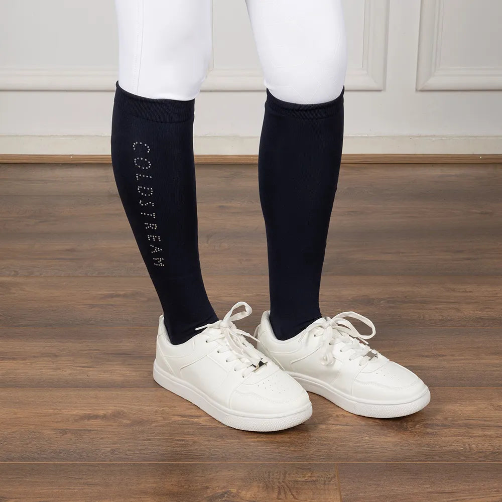 Coldstream Rochester Diamante Riding Socks #colour_navy-silver