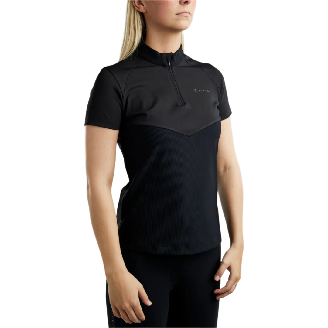 Montar MoZira Refined Shortsleeved Quarter Zip Polo #colour_black