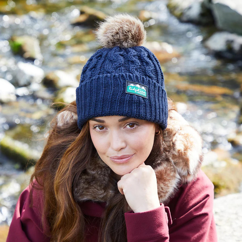 Ridgeline Nordic Fleck Bobble Hat #colour_navy
