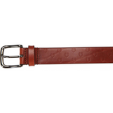 Equestro Leather Belt With Logo #colour_silver-cognac