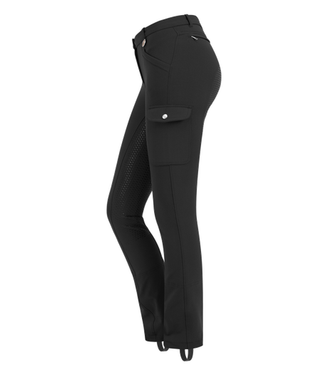 E.L.T Ladies Micro Jodhpur Cargo Silicone Breeches #colour_black