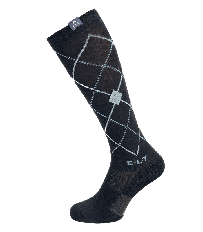 E.L.T Argyle Riding Socks #colour_black-stone-blue