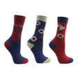 Little Rider Riding Star Collection Socks - Pack of 3 #colour_navy-burgundy