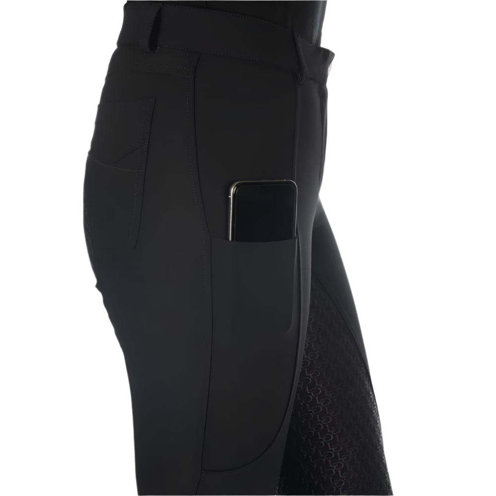 HKM Ladies Silicone Full Seat Riding Breeches -Amalfi- #colour_black