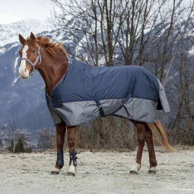 Equitheme Tyrex 600 D Turnout Rug / Lined With Polar Fleece #colour_navy-grey