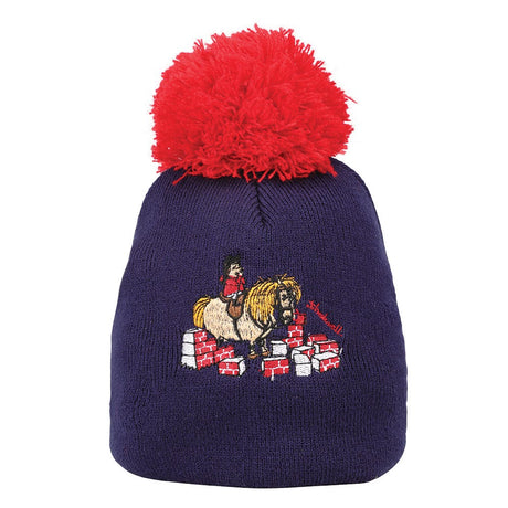 Hy Equestrian Thelwell Collection Practice Makes Perfect Bobble Hat #colour_navy-red