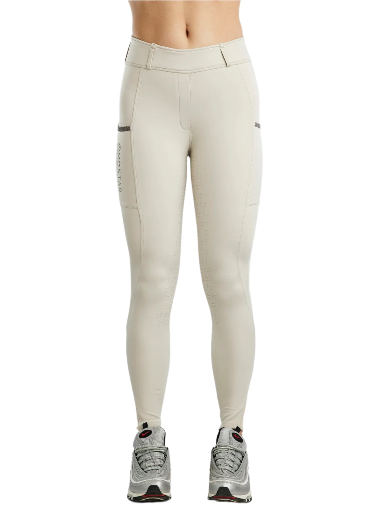 Montar Junior MoGloria Hybrid Full Grip Pull-On Riding Tights #colour_light-silver-grey