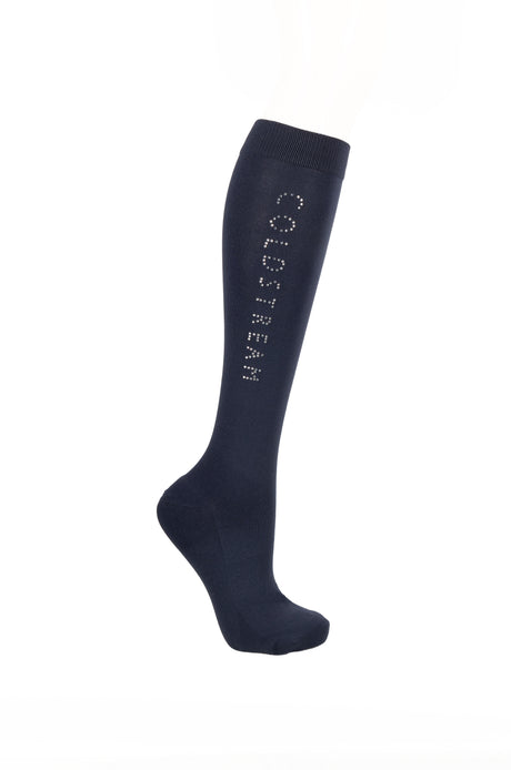Coldstream Rochester Diamante Riding Socks #colour_navy-silver