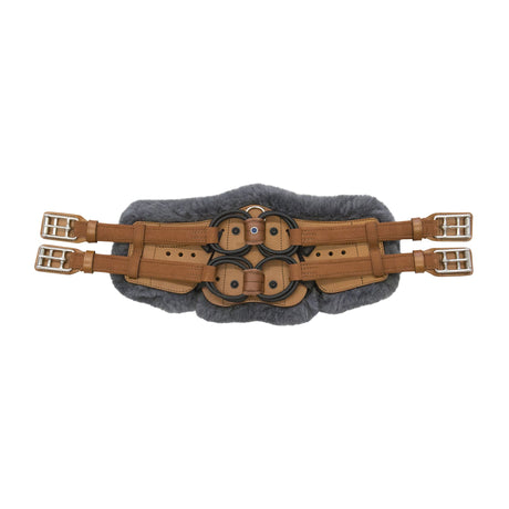 Stubben Equi-Soft® Short Saddle Girth with Cover - Tobacco #colour_lambskin-anthracite-black