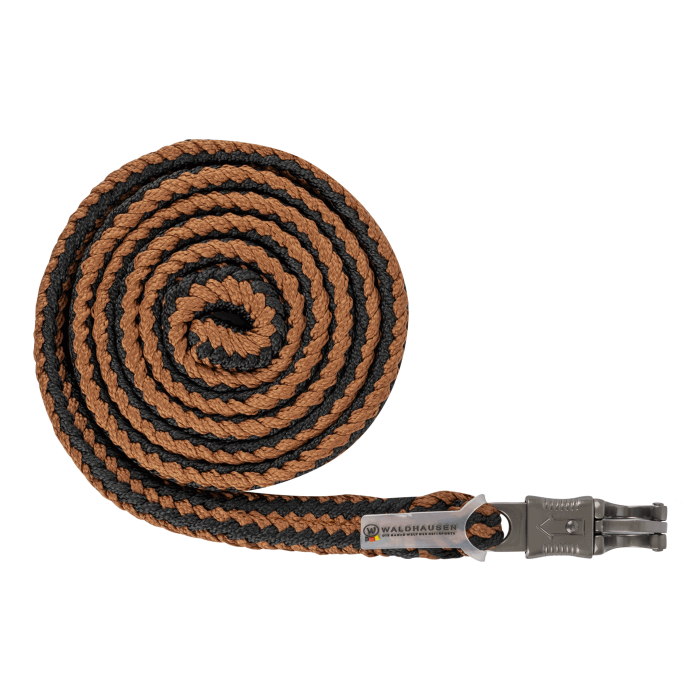 Waldhausen Panic Hook Lead Rope Plus with dark hardware #colour_cinnamon-black