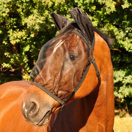 Waldhausen Anti Fly Bonnet Basic with Ear Protection #colour_black