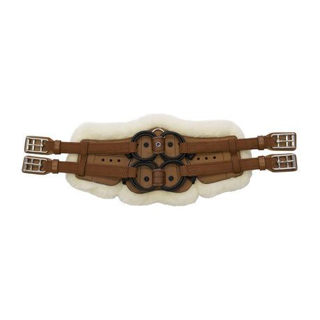 Stubben Equi-Soft® Short Saddle Girth with Cover - Tobacco #colour_lambskin-ecru-white