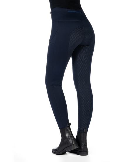 HKM Women's Silicone Full Seat Riding Tights -Cosy II- Style #colour_deep-blue