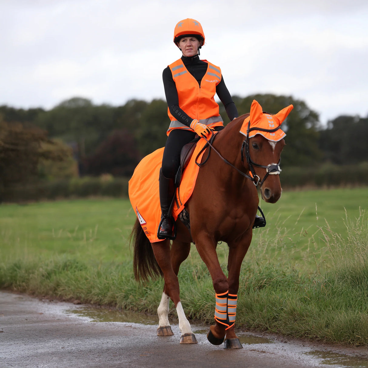 Shires EQUI-FLECTOR Mesh Exercise Sheet #colour_orange