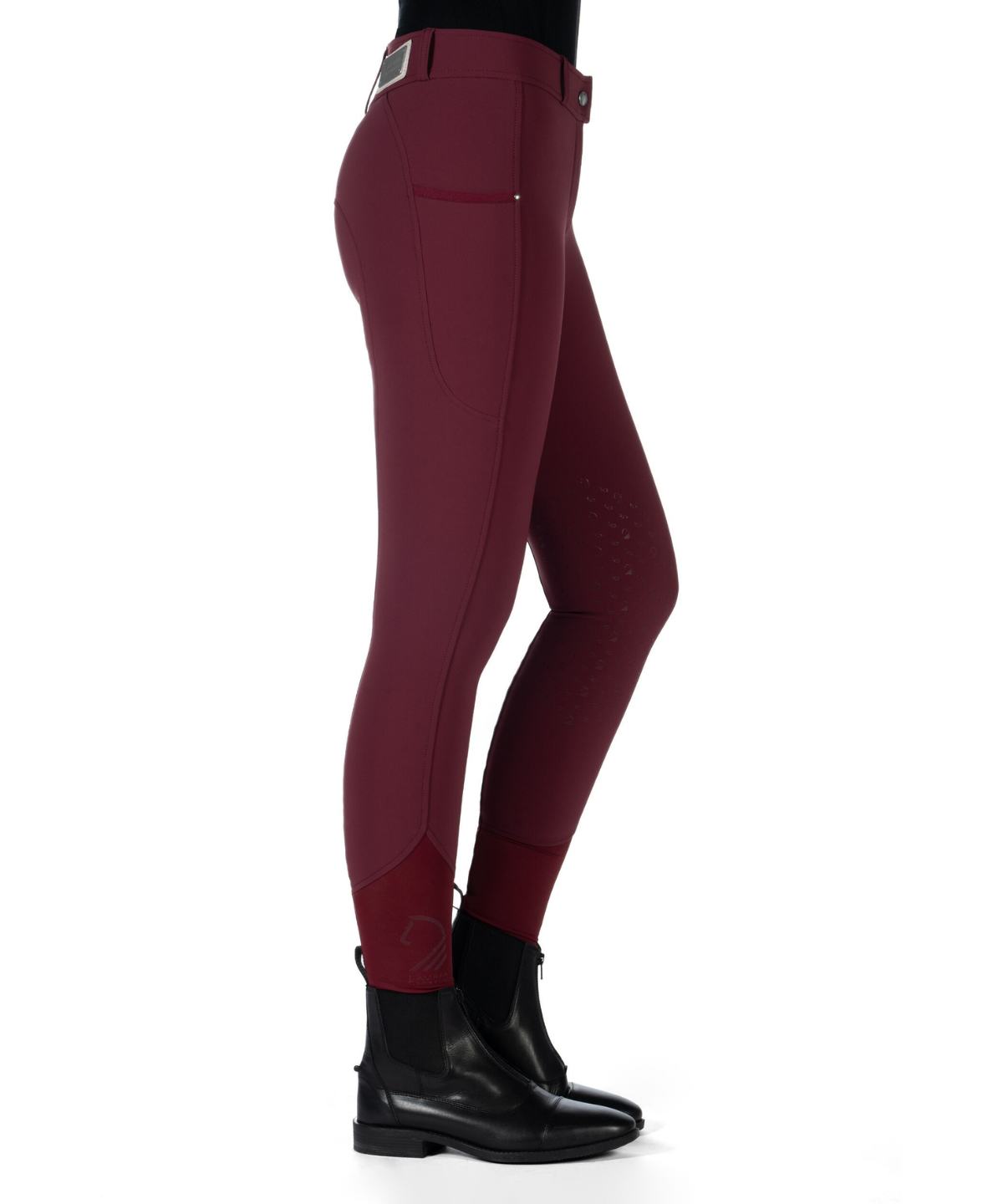 HKM Ladies Silicone Knee Patch Breeches -Livigno- #colour_bordeaux