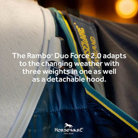 Horseware Ireland Rambo Duo Force 2.0 #colour_navy-teal-yellow-navy