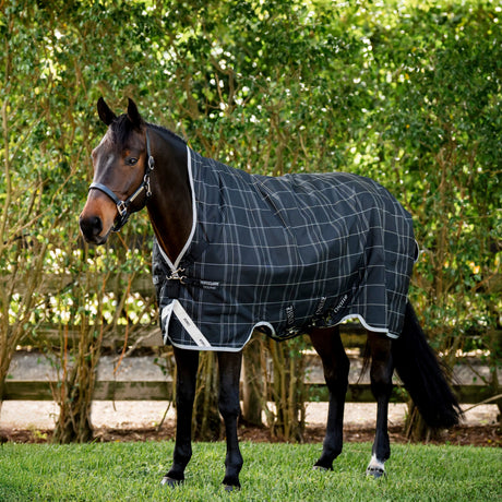 Horseware Ireland Rhino Wug with Vari Layer Lite 100g #colour_back-grey-white-check-grey