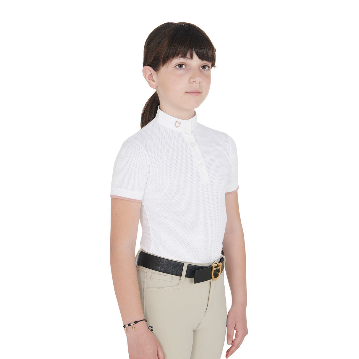 Equestro Girls' Slim Fit Breathable Competition Polo Shirt