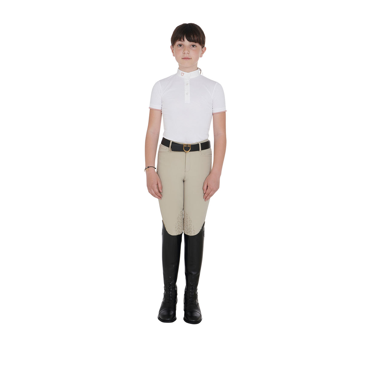 Equestro Girls' Slim Fit Breathable Competition Polo Shirt