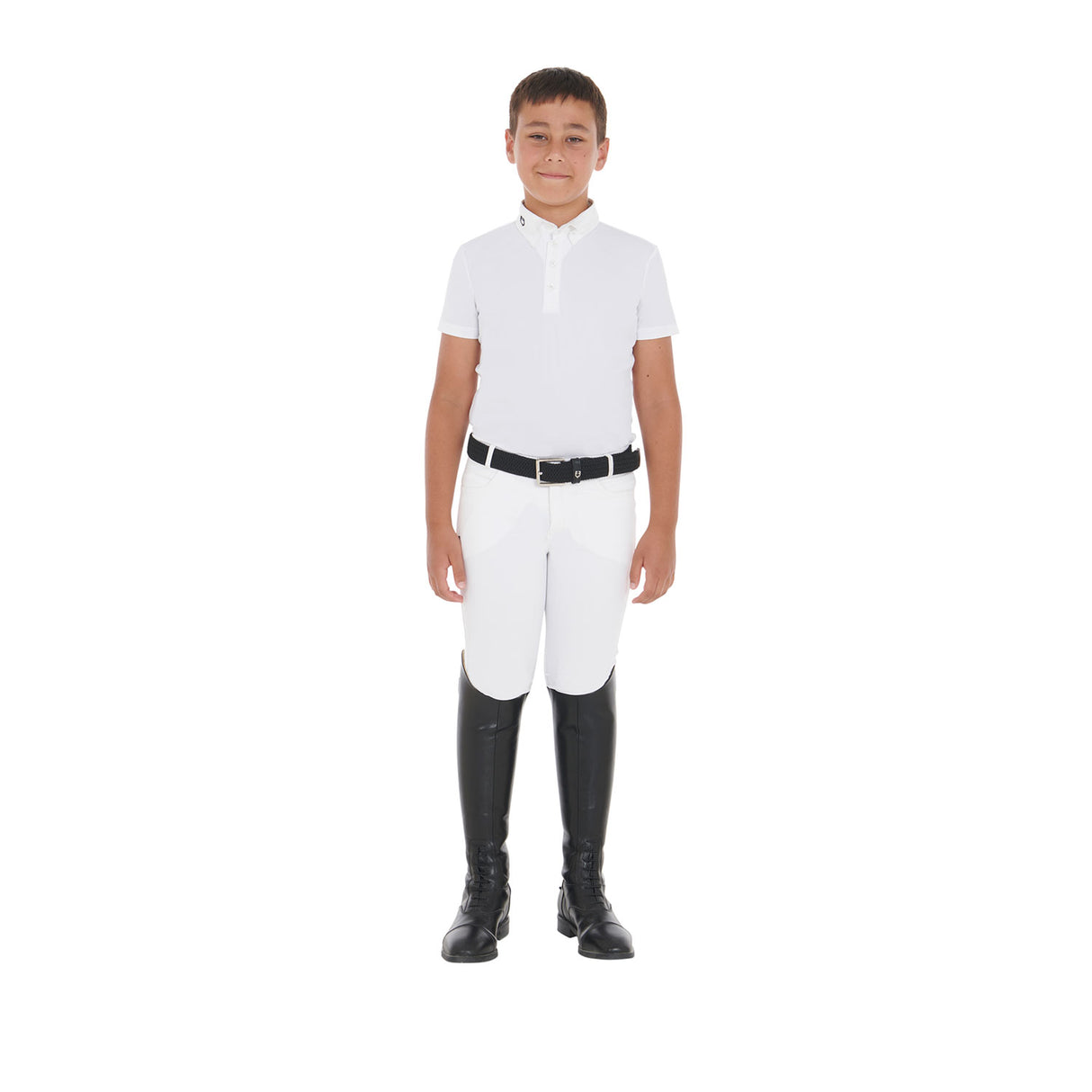 Equestro Boys' Slim Fit Competition Polo Shirt With Four Buttons #colour_white