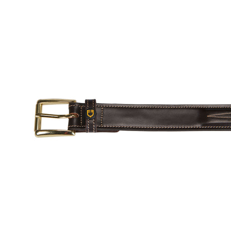 Equestro Leather Belt With Handcrafted Embroidery #colour_brown