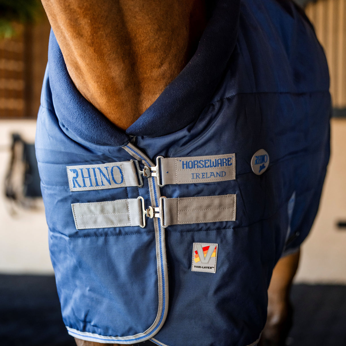 Horseware Ireland Rhino Original Stable Medium Vari-Layer 250g #colour_navy-titanium-grey-classic-blue