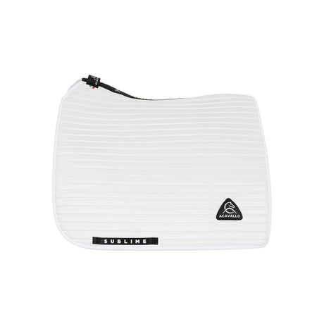 Acavallo Stripe Suede Dressage Saddle Pad W/Square Back Corner #colour_white