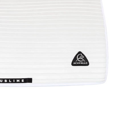 Acavallo Stripe Suede Dressage Saddle Pad W/Square Back Corner #colour_white
