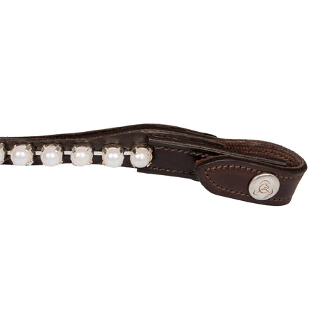Acavallo Browband Calfskin & Pearls #colour_brown-white