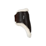 Acavallo Jumping Fetlock Boots Faux Sheepskin & Hook-And-Loop Closure #colour_brown