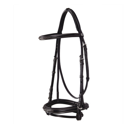 Equestro Leather English Bridle With Embroideries #colour_brown