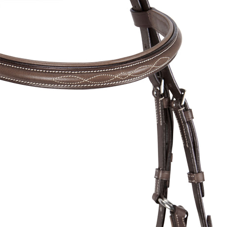 Equestro Bridle With Mexican Noseband And Synthetic Sheepskin #colour_brown